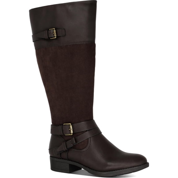 Style & Co. Womens Ashliie Faux Leather Riding Boots Brown 9 Medium (B,M)