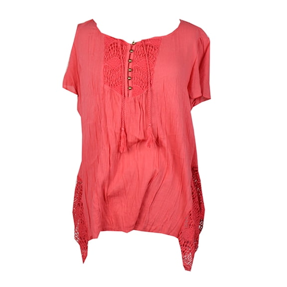 Style & Co Womens Aurora Rose Crochet-Trim Handkerchief-Hem S