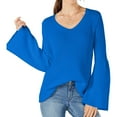 thumbnail image 1 of Style & Co. Womens Bell-Sleeve Knit Sweater, Blue, Medium, 1 of 2