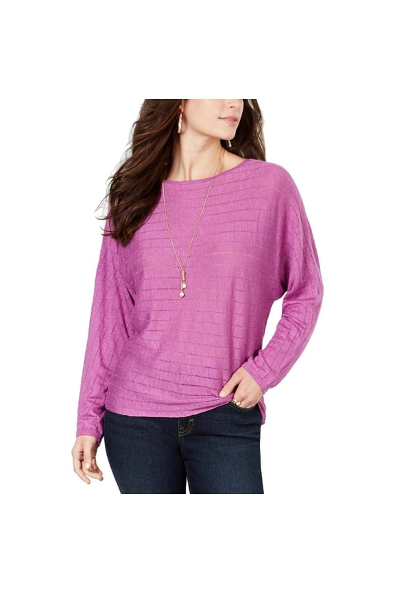 Womens Boat-Neck Dolman-Sleeve Sweater, Orchid Bloom, X-Small