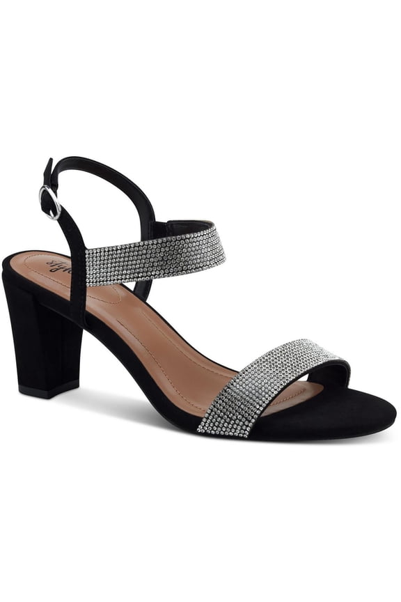 Womens Bonitaa Rhinestone Faux Leather Ankle Strap