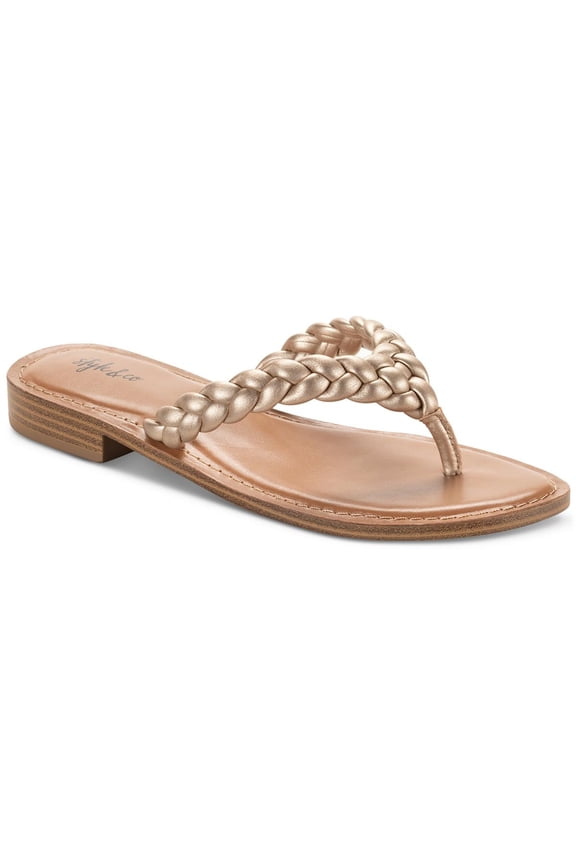 Womens Brandiie Faux Leather Flip-Flop Thong Sandals
