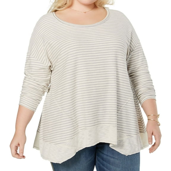 Style & Co. Womens Bridge Hem Pullover Blouse, Grey, Plus Size, 0X