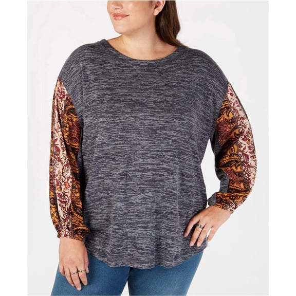 Style & Co. Womens Bubble Pullover Sweater, Grey, Plus Size, 1X