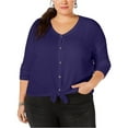 thumbnail image 1 of Style & Co. Womens Button-Down Thermal Blouse, Purple, 1X, 1 of 2
