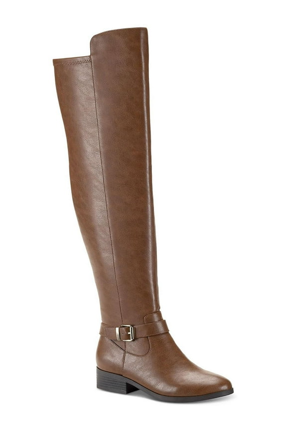 Womens Charlaa Faux Leather Buckle Over-The-Knee Boots
