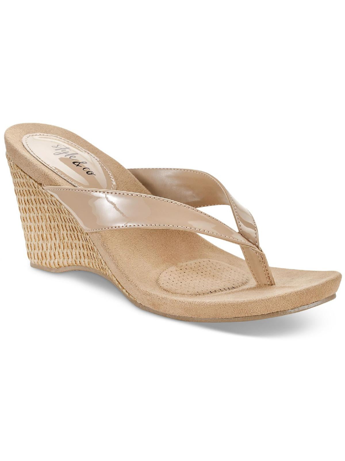 Style Co. Womens Chicklet Thong Wedge Sandals Walmart