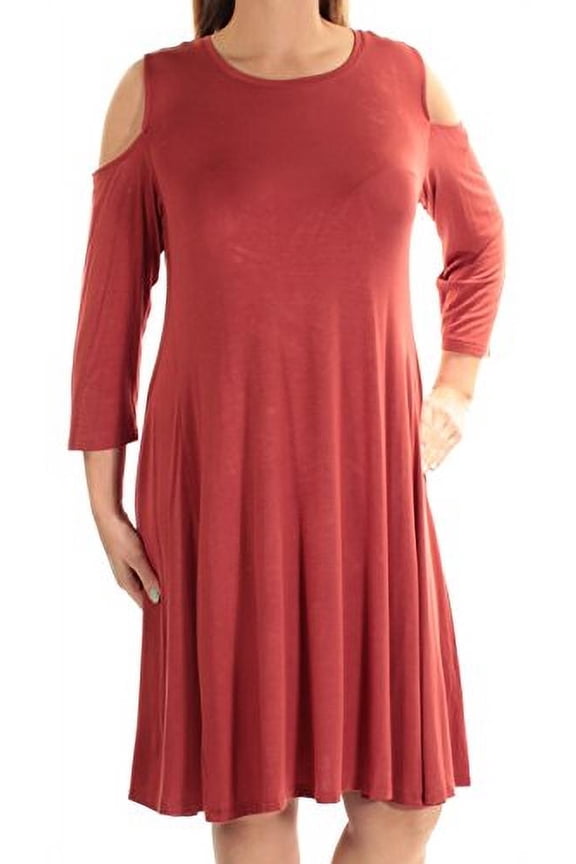 Style & Co Womens Cold Shoulder A Line Dress;XS