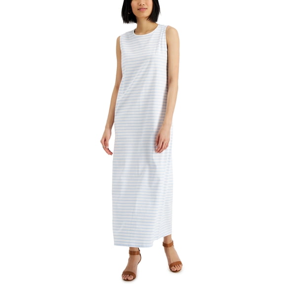 Style & Co Womens Cotton Camo Tank-Top Dress Blue Stripe L
