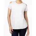 thumbnail image 1 of Style & Co Womens Cotton Cold Shoulder T-Shirt,Bright White,Small, 1 of 1