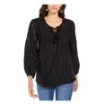 thumbnail image 1 of Style & Co. Womens Cotton Eyelet Blouse Black S, 1 of 2