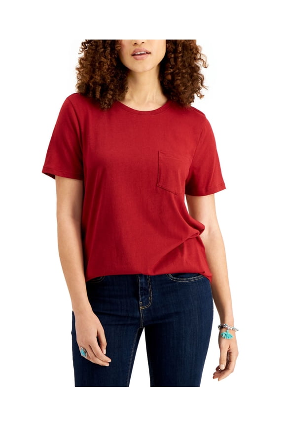 Style & Co Womens Cotton Pocket T-Shirt