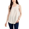 thumbnail image 1 of Style & Co Womens Cotton Striped Scoop Neck Tank Cream Stripe XL, 1 of 1