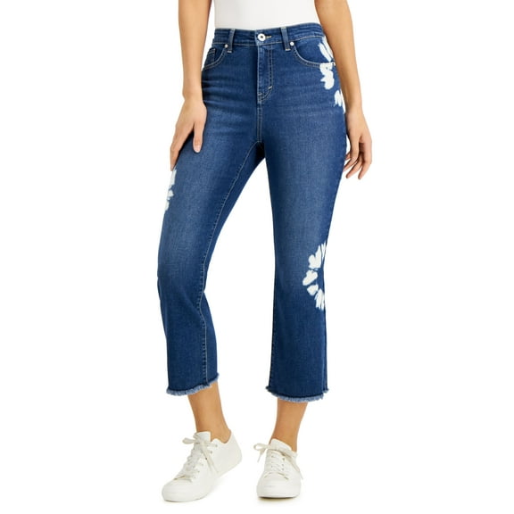 Style & Co Womens Cropped Acid Print Jeans Placed Splatter 10