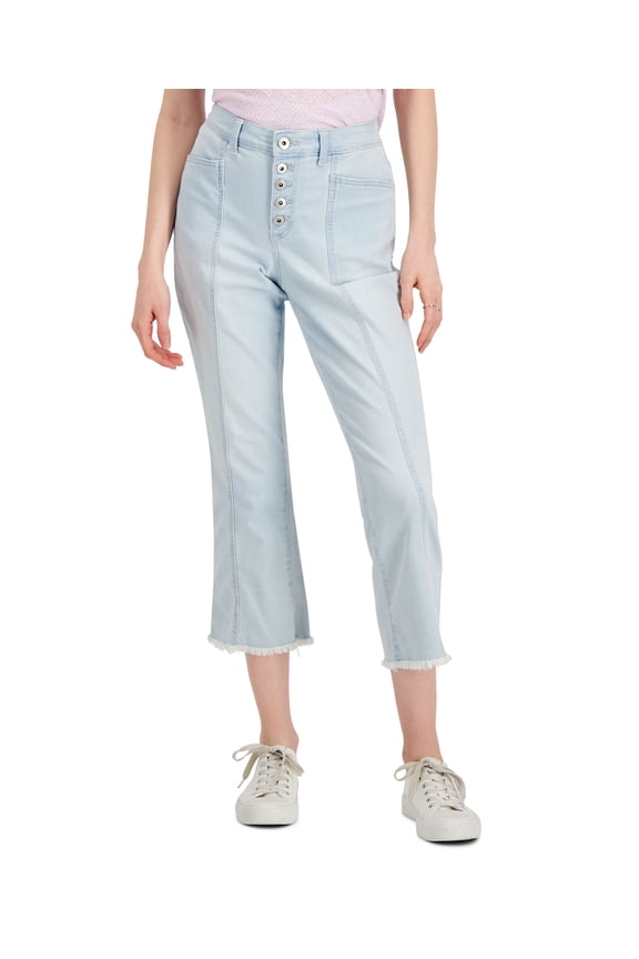 Style & Co Womens Curvy Button Fly Raw Hem Cropped Jeans Faith 16