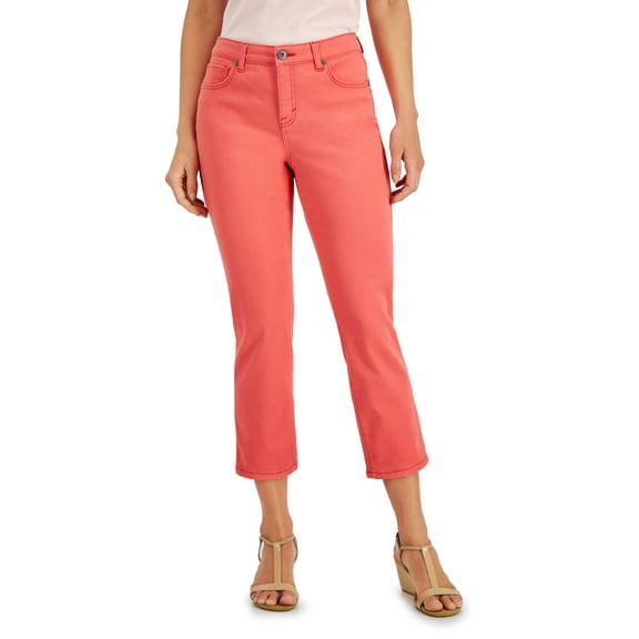 Style & Co Womens Curvy Cuffed Capri Jeans Cherry On Top 18