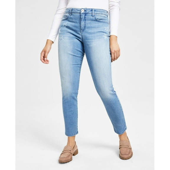 Style & Co Womens Curvy Fit Mid Rise Skinny Jeans Regular Short Long Lengths Indigo Star 10