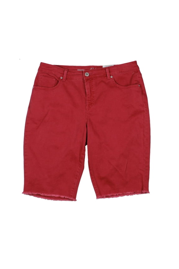 Style & Co Womens Curvy Raw Edge Bermuda Shorts Sangria Wine 6