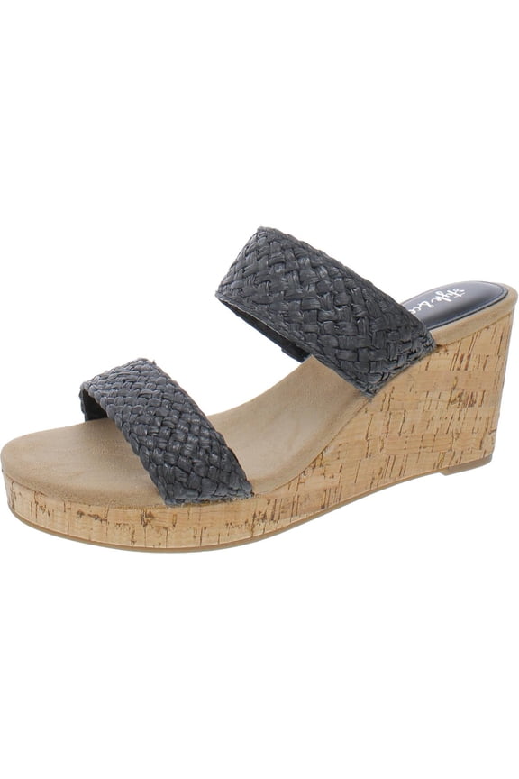 Womens Daliaa Faux Leather Woven Wedge Sandals