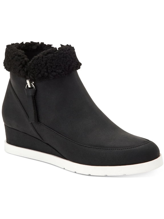 Womens Danniee Faux Leather Ankle Boots Wedge Boots