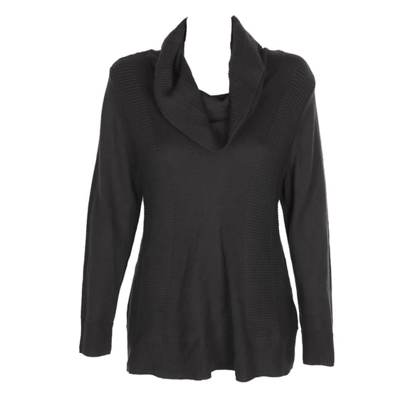 Style & Co Womens Deep Black Cowl-Neck Sweater XS