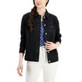 thumbnail image 1 of Style & Co Womens Denim Trucker Jacket Washed Black M, 1 of 1