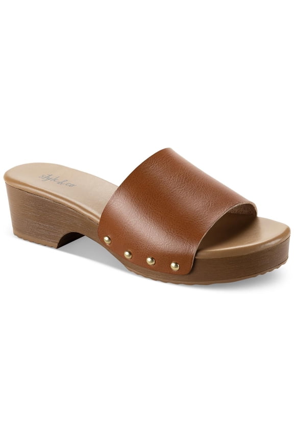 Womens Devieep Faux Leather Slip On Block Heel