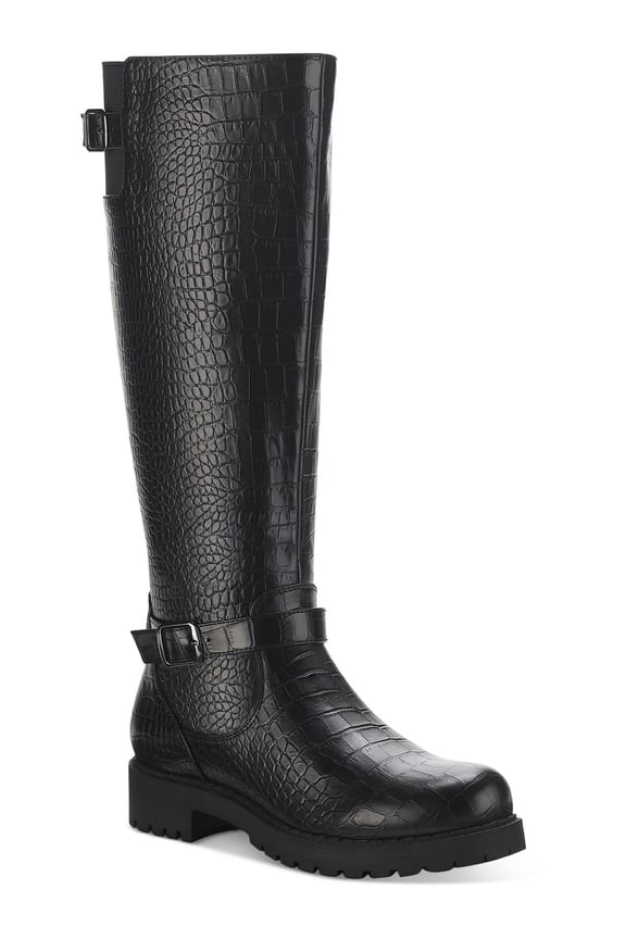 Womens Elenorr  Faux Leather Embossed Knee-High Boots
