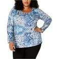 thumbnail image 1 of Style & Co. Womens Embellished Tunic Blouse, Blue, 1X, 1 of 2