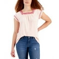 thumbnail image 1 of Style & Co Womens Embroidered Flutter Sleeve Top Sfot Shell L, 1 of 3
