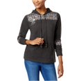 thumbnail image 1 of Style & Co. Womens Embroidered Hoodie Sweatshirt, 1 of 1