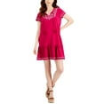 thumbnail image 1 of Style & Co Womens Embroidered Peasant Dress Sangria Wine XS, 1 of 1