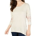 thumbnail image 1 of Style & Co. Womens Embroidered Pullover Blouse, Beige, XX-Large, 1 of 2