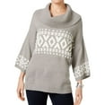 thumbnail image 1 of Style & Co. Womens Fair-Isle Cowl Pullover Sweater, Grey, Medium, 1 of 2