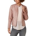 thumbnail image 1 of Style & Co. Womens Faux Leather Perforated Jacket Pink L, 1 of 3