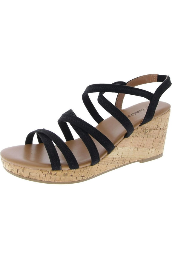 Womens Cork Faux Suede Strappy Sandals