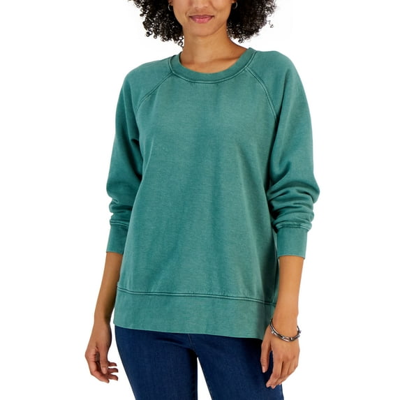 Style & Co Womens Fleece Sweatshirt Aventurine S