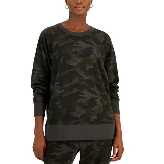 Style & Co Womens Fleece Sweatshirt Camo Daze XL
