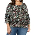 thumbnail image 1 of Style & Co. Womens Floral Pullover Blouse, Black, Plus Size, 1X, 1 of 2