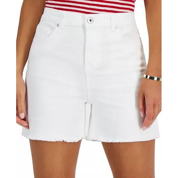 Style & Co Womens Frayed Denim Shorts Bright White 14