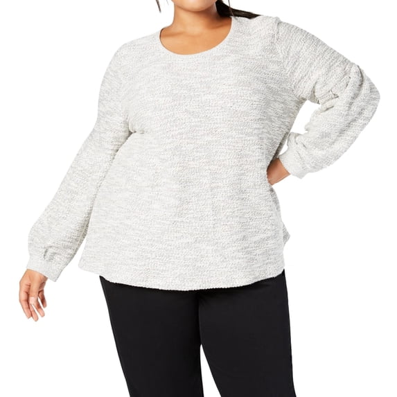 Style & Co. Womens French Terry Pullover Sweater, White, Plus Size, 3X
