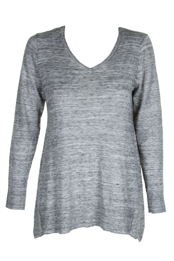Style & Co Womens Grey Heather Space Dyed V-Neck Tunic Sweater S