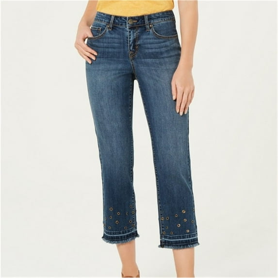 Style & Co. Womens Grommet Cropped Jeans, Blue, 4