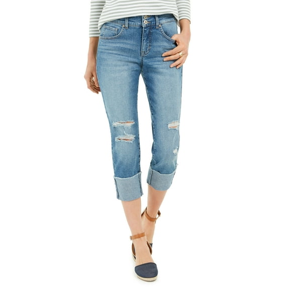 Style & Co Womens High Cuffed Capri Jeans Beaumont 8