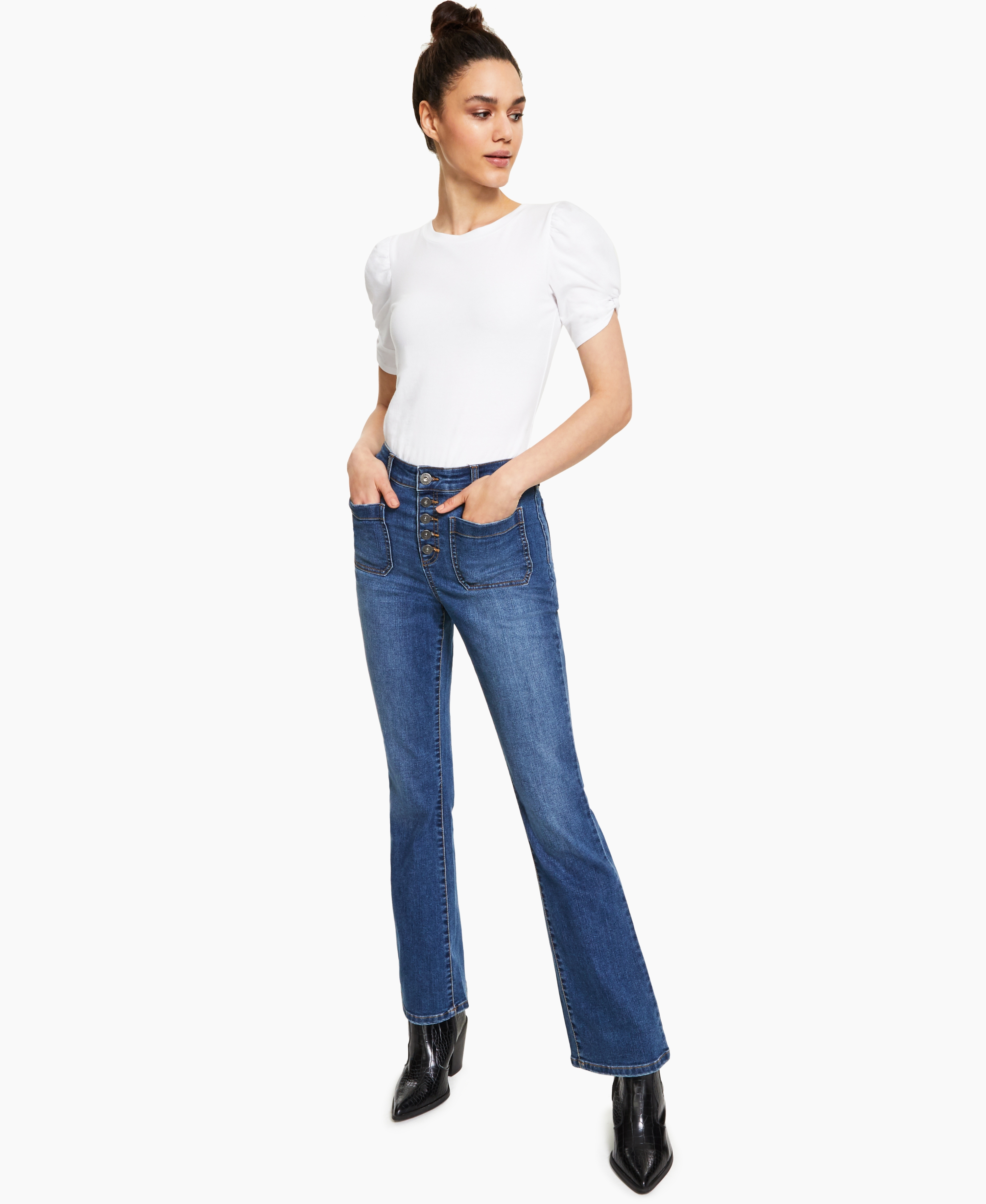 Style & Co Womens High Rise Bootcut Jeans Bright White 8 - Walmart.com