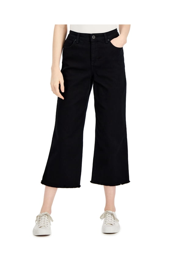 Style & Co Womens High Rise Curvy Cropped Jeans Deep Black 4