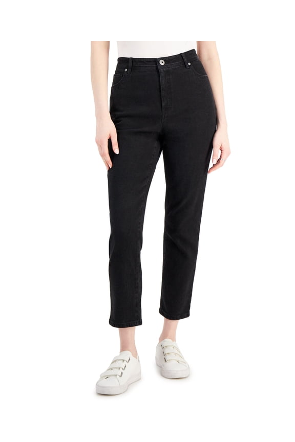 Style & Co Womens High Rise Slim Leg Ankle Jeans Washed Black 6