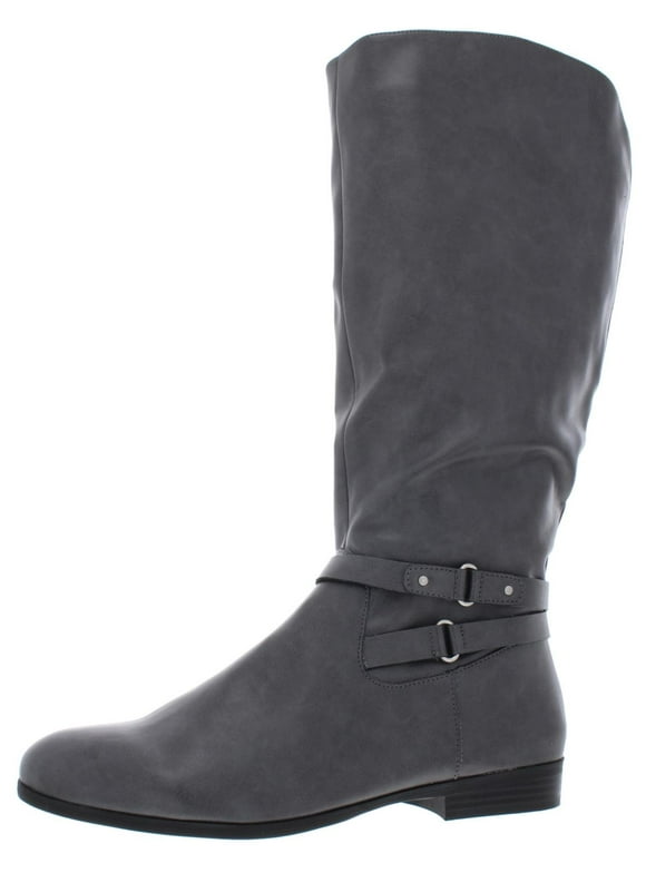 Style & Co. Womens Kindell Faux Leather Wide Calf Knee-High Boots