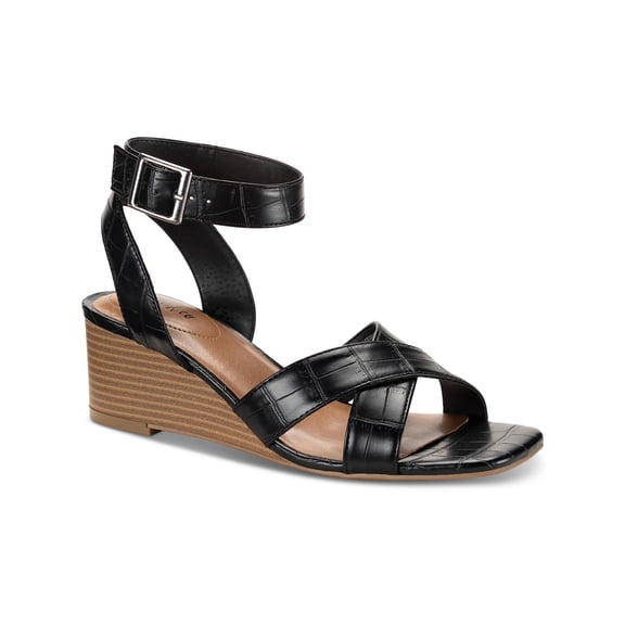 Style & Co. Womens LEEZA Faux Leather Open Toe Pumps