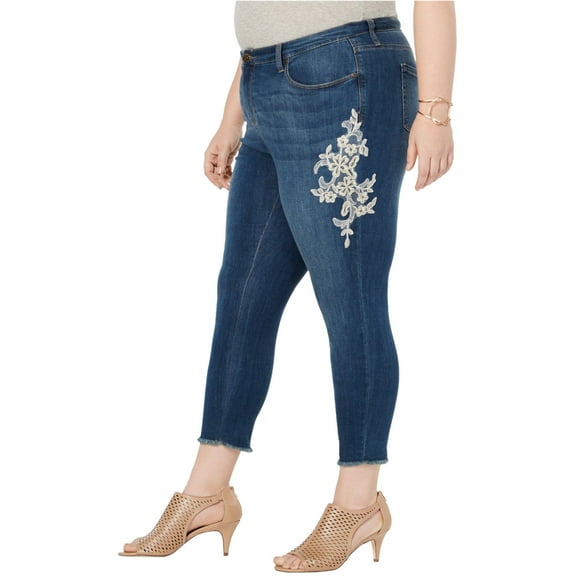 Style & Co. Womens Lace Applique Skinny Fit Jeans, Blue, 16W